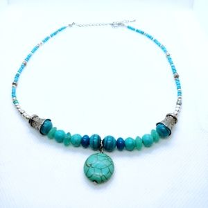 Necklace Made with Magnesite and Glass Beads